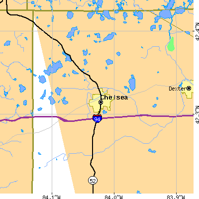 Zip code 48118 close-up map