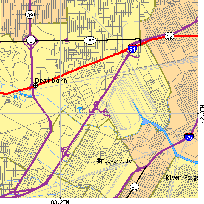 Zip code 48120 close-up map