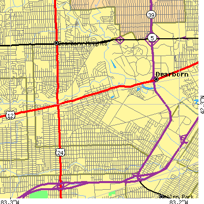 Zip code 48124 close-up map