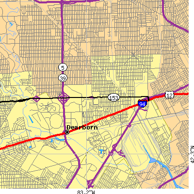 Zip code 48126 close-up map