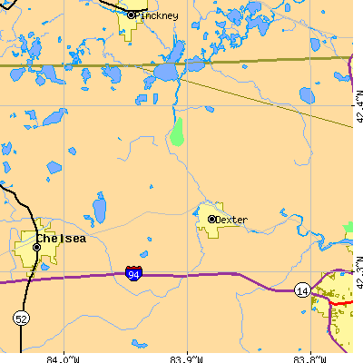 Zip code 48130 close-up map
