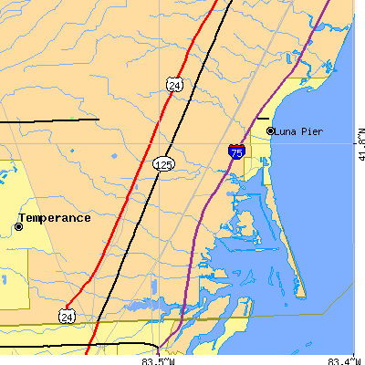 Zip code 48133 close-up map