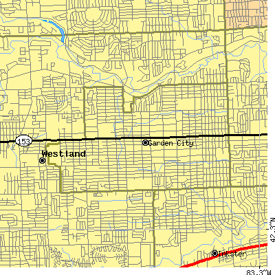 Zip code 48135 close-up map