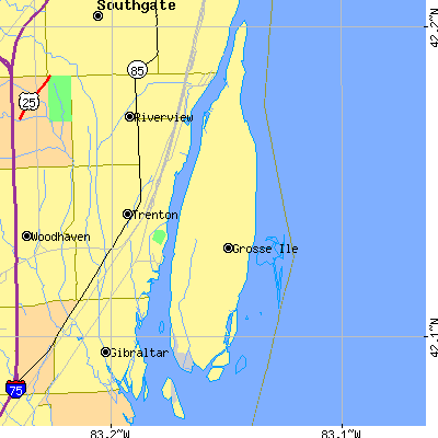 Zip code 48138 close-up map