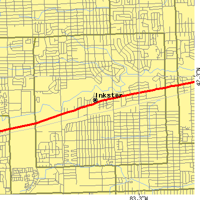 Zip code 48141 close-up map