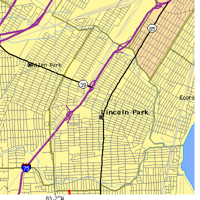 Zip code 48146 close-up map