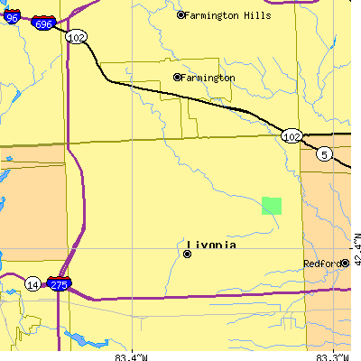 Zip code 48152 close-up map