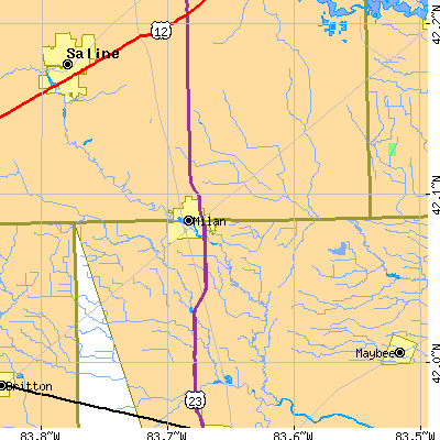 Zip code 48160 close-up map