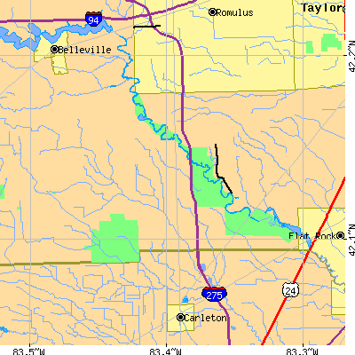 Zip code 48164 close-up map
