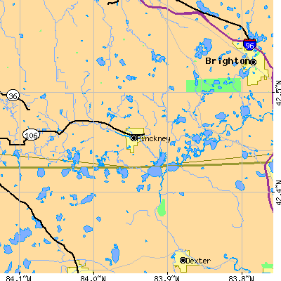 Zip code 48169 close-up map