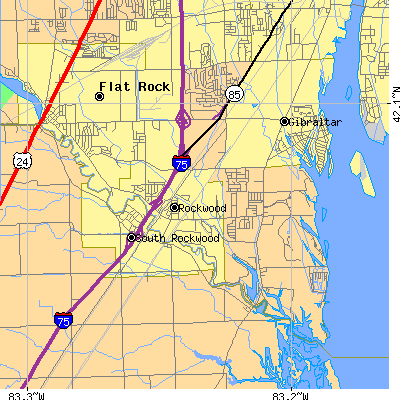 Zip code 48173 close-up map