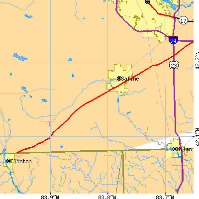 Zip code 48176 close-up map