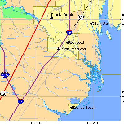 Zip code 48179 close-up map