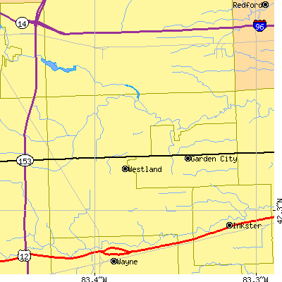 Zip code 48185 close-up map