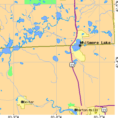 Zip code 48189 close-up map
