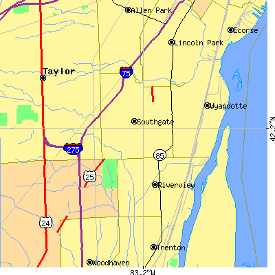 Zip code 48192 close-up map