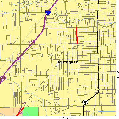 Zip code 48195 close-up map