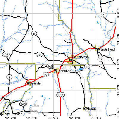 Zip code 71742 close-up map
