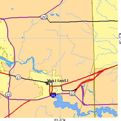 Zip code 48198 close-up map