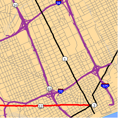 Zip code 48201 close-up map