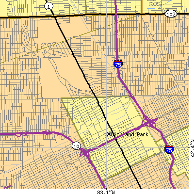 Zip code 48203 close-up map