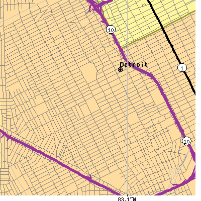 Zip code 48206 close-up map