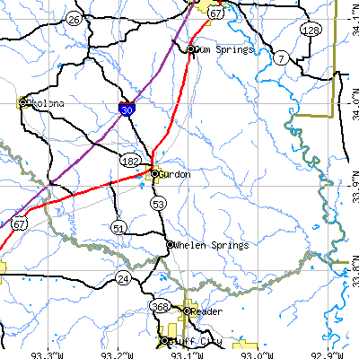 Zip code 71743 close-up map