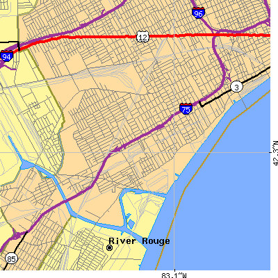 Zip code 48209 close-up map