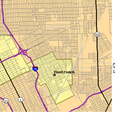 Zip code 48212 close-up map