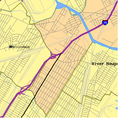 Zip code 48217 close-up map