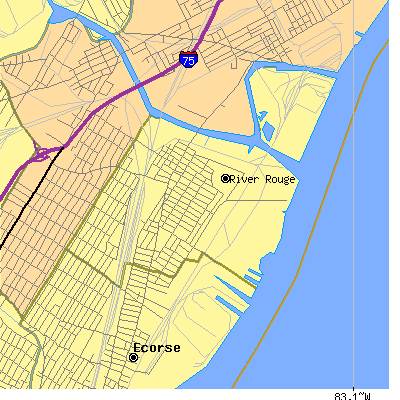 Zip code 48218 close-up map