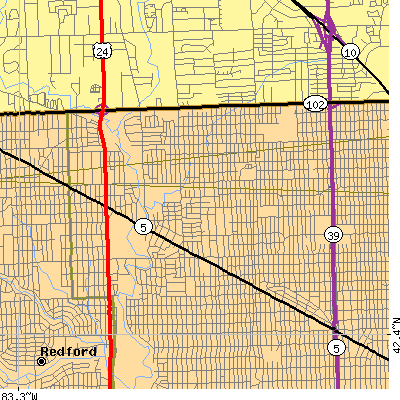 Zip code 48219 close-up map