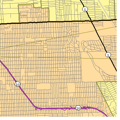 Zip code 48221 close-up map