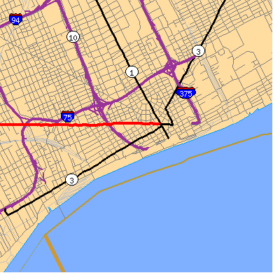 Zip code 48226 close-up map