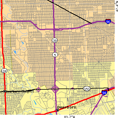 Zip code 48228 close-up map
