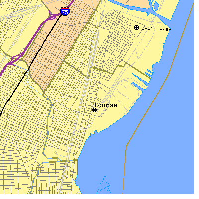Zip code 48229 close-up map