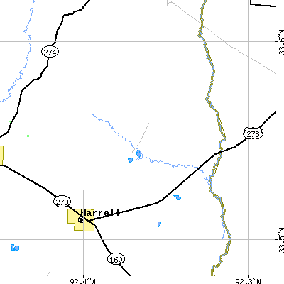 Zip code 71745 close-up map