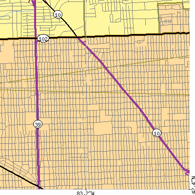 Zip code 48235 close-up map