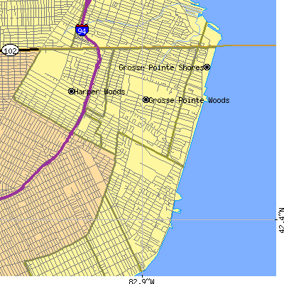 Zip code 48236 close-up map