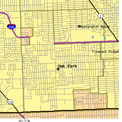 Zip code 48237 close-up map