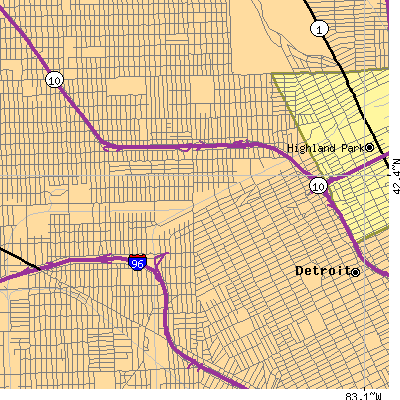 Zip code 48238 close-up map