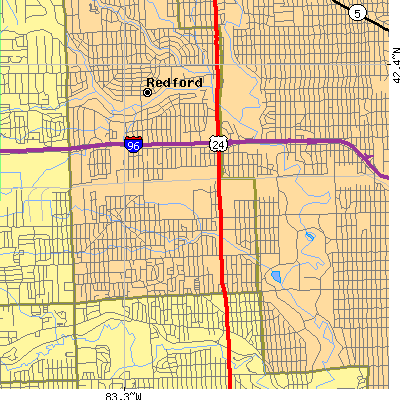 Zip code 48239 close-up map