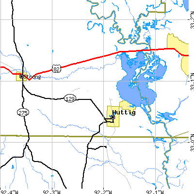 Zip code 71747 close-up map