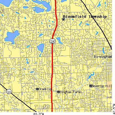 Zip code 48301 close-up map