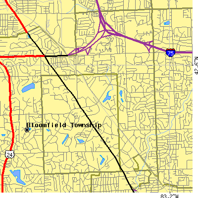 Zip code 48304 close-up map