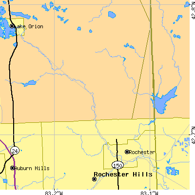 Zip code 48306 close-up map