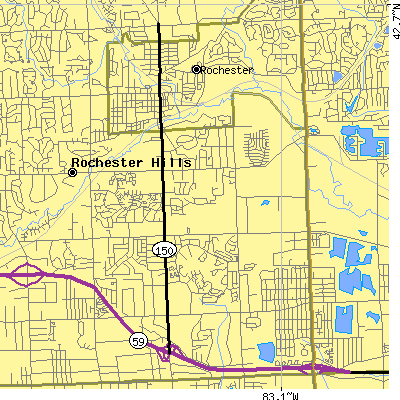 Zip code 48307 close-up map