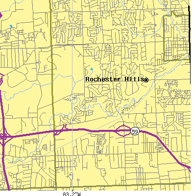 Zip code 48309 close-up map