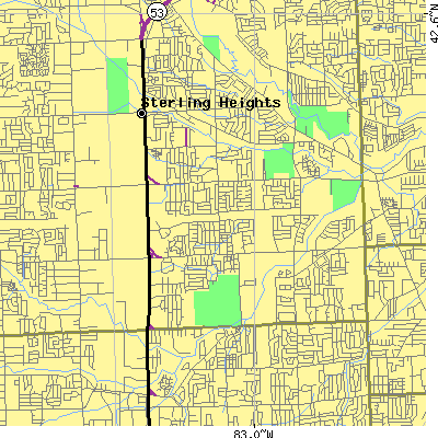 Zip code 48312 close-up map