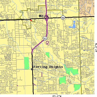 Zip code 48313 close-up map